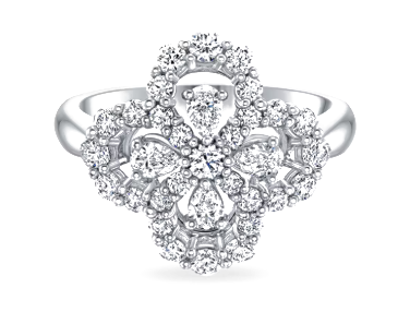 Floral Diamond Halo Ring in 18K White Gold