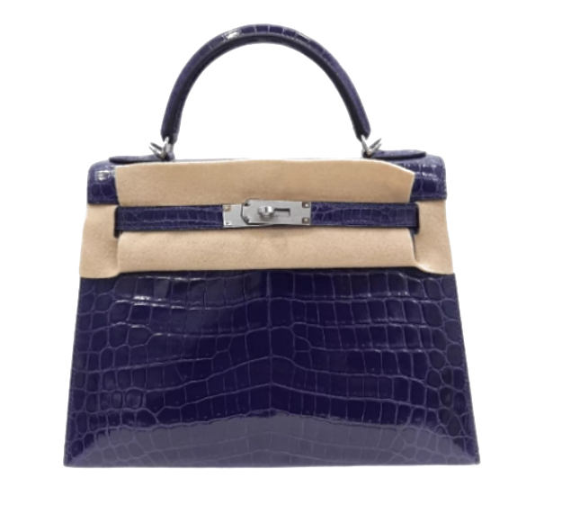 Hermès Kelly 28 Sapphire Blue Crocodile Handbag
