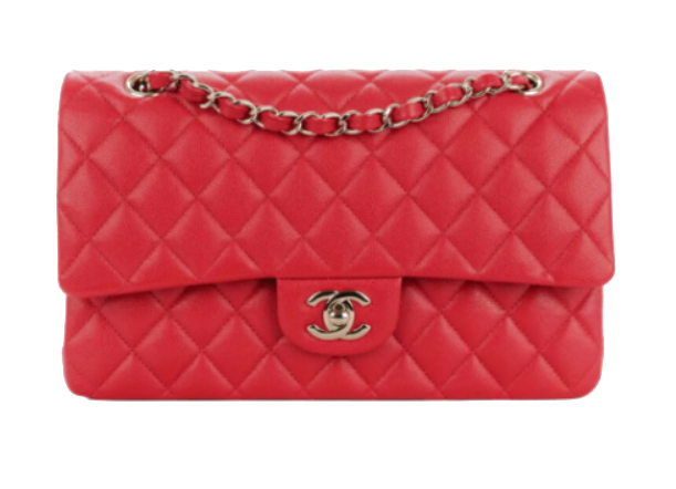 Chanel Classic Red Caviar Quilted Medium Double Flap Gold Hardware Handbag