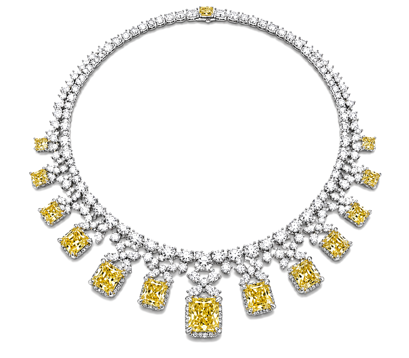 Fancy Yellow Cushion-Cut Diamond Statement Necklace