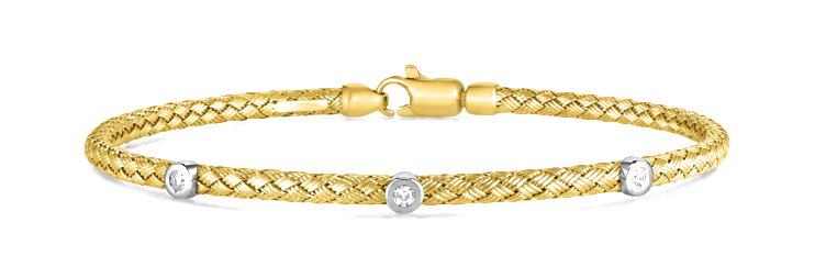 14K Gold Diamond Rope Bangle