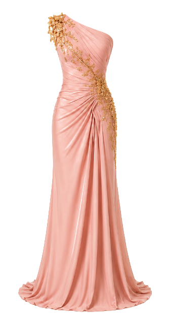 Blush Pink Silk Couture Evening Gown
